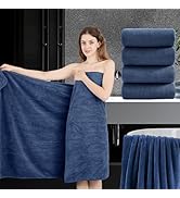 4 Piece Extra Large Bath Towel 35"x70" Oversized Bath Sheet Navy Blue Bath Towel Set for Bathroom...