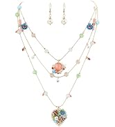 BriLove Handmade Strand Necklace for Women,Bohemian Boho Colorful Beaded Layered Heart Collar Sta...