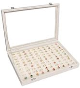 Ring Organizer Tray 100 Slot Velvet Ring Earring Storage Box TranSparent Cover Jewelry Store Ring...