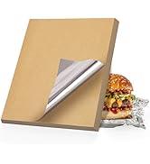 EUSOAR Sandwich Wrapping Paper, 100 Sheets 12"x 12" Brown Pre-Cut Burrito Wrappers, Aluminum Foil...