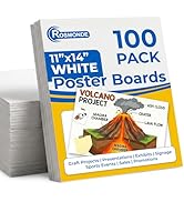 Rosmonde Bulk Poster Boards 100 Pack, Thick 11"x14" White Posterboards Sheets, Premium Thick Boar...