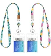 Giancomics Lanyards for Cruise Ships Cards Key, Tropical Leaves Lanyards with Retractable Badge R...