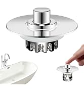 Universal Metal Bathtub Stopper 3-in-1 Shower Drain Hair Catcher, Chrome | Upgraded Pop-up Tub St...