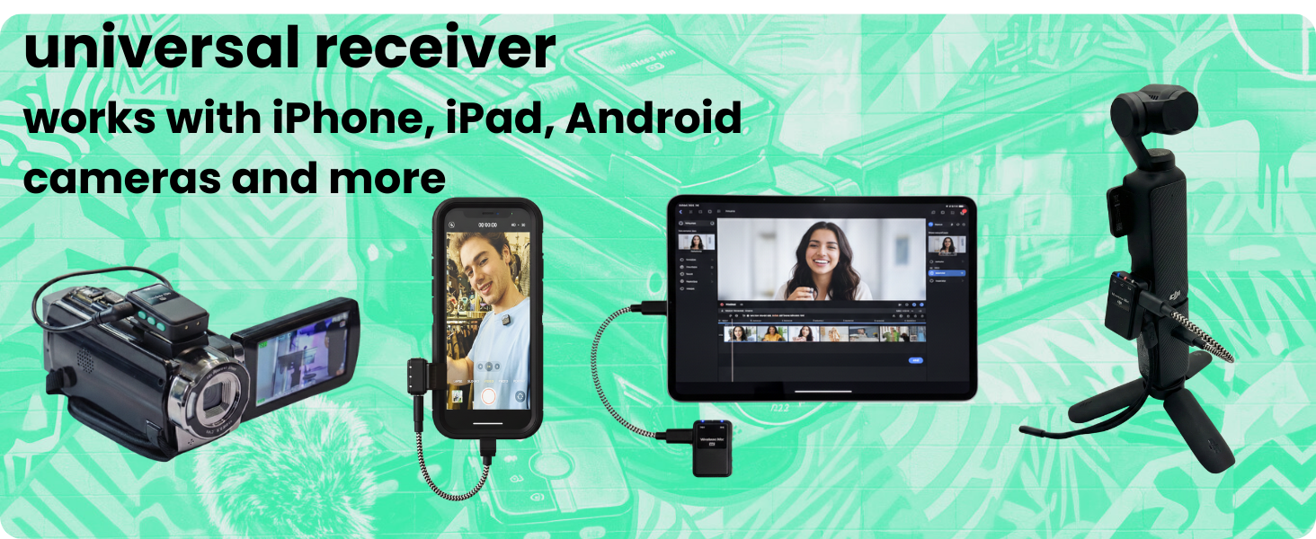 works with iPhone, iPad, Android, cameras and more