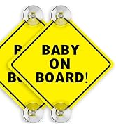 ASSURED SIGNS Baby On Board Sign With Suction Cups - 2 Pack, 5" by 5" - Essential Safety Signs fo...
