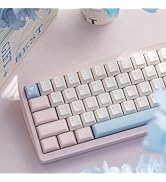 Hunfuthr PBT Keycaps, Minimalist Pink White Keycaps Set, Custom Cherry Profile Keycap 60 Percent,...