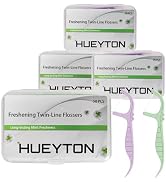 Dental Floss Picks - 200 Count (4 Boxes of 50) Twin-Line Adult Floss Refill Pack Floss Picks Trav...