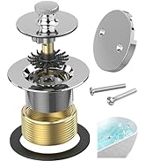 Sogmeter Chrome Plated Bathtub Drain, Hair Catcher and 2-Hole Overflow Faceplate, 11.5/16 UNC, Li...
