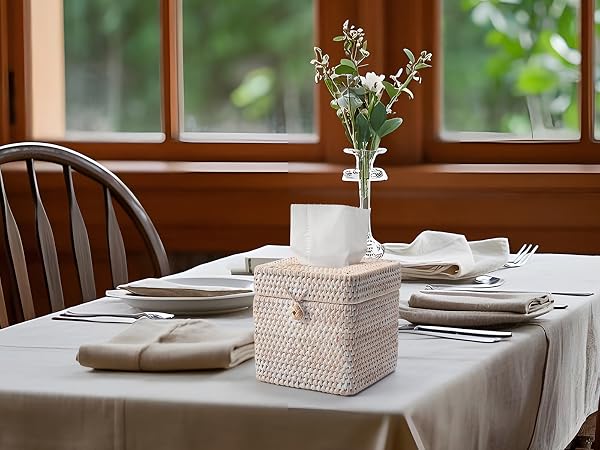 rattan tissue box cover