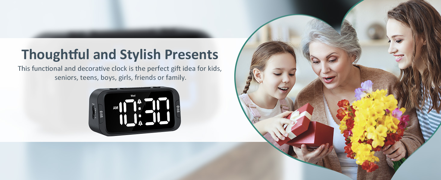 digital dual alarm clock for bedroom