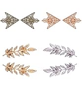 PH PandaHall 8pcs(4 Pairs) 4 Colors Triangle/Leaf Shape Alloy Brooches Hollow Pattern Shirt Colla...