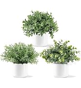Mkono Fake Plants in Ceramic Pot, 3 Pack Potted Artificial Eucalyptus Plants for Home Decor Indoo...