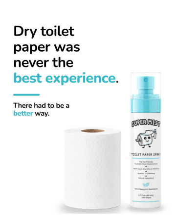 Toilet paper roll and bottle