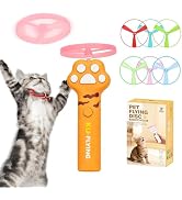 RAIN-MOOSE Cat Fetch Toy Launcher, Flying Disc Launcher with Rechargeable & 6 Soft Flying Discs (...