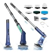 Hillyfe Electric Spin Scrubber,Cordless Spin Scrubber with 7 Replaceable Brush Heads,IPX7 Waterpr...