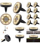 Joomer 16 Pack Solar Ground Lights, 2-in-1 Solar Lights Outdoor Waterproof Solar Powered Disc Lig...