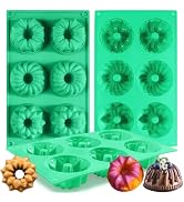 Zorazio 3Pcs Silicone Bundt Cake Pan, Non-stick Mix Mini Baking Mold for Cupcake Cornbread Browni...