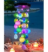 Toodour Solar Wind Chimes for Outside, Hanging Pastel Lights with 2 Modes, Shells Light Gifts for...