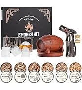 Whiskey Smoker Kit with Torch - No Butane, 6 Flavors Wood Chips, 2 Whiskey Glasses, 2 Ice Ball Mo...