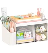 SAYEEC Desk Organizer with 3 Drawers and Pencil Pen holder, Multi-Functional Desktop Makeup Stati...