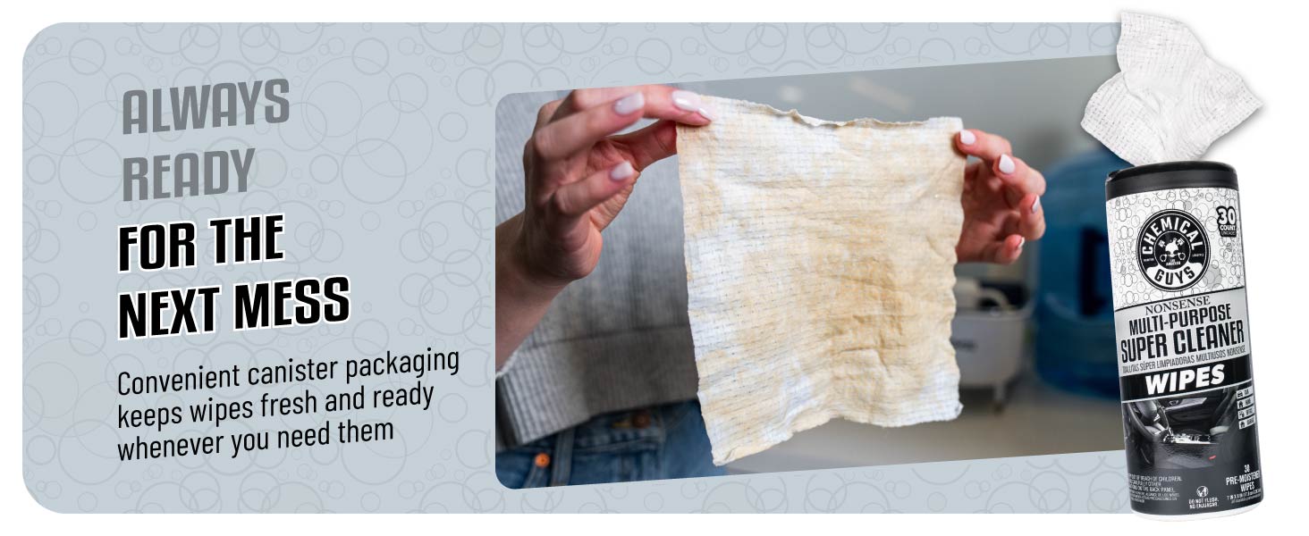 Chemical Guys Nonsense Wipes - No Residue, Gentle Cleaning Power for Every Car Interior Surface