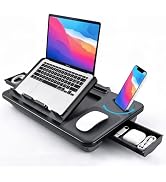 Yotnufy Adjustable Lap Desk with Cushion Stroage Rotatable Phone Stand | Laptop Lap Desk with 8 A...