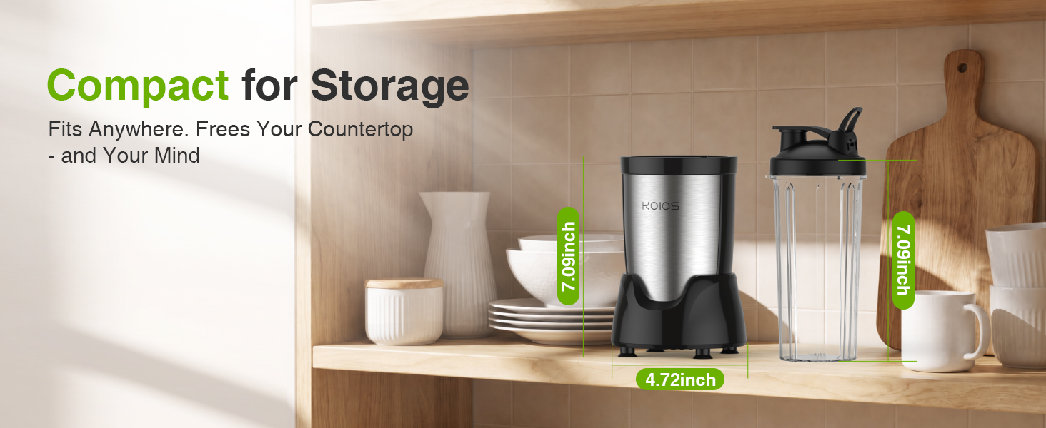 Space-saving design lets you store the blender anywhere without taking up room
