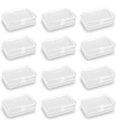 Rectangular Clear Plastic Box Containers (3.46" x 2.36" x 0.83 inch), 12 Pack Small Storage Boxes...