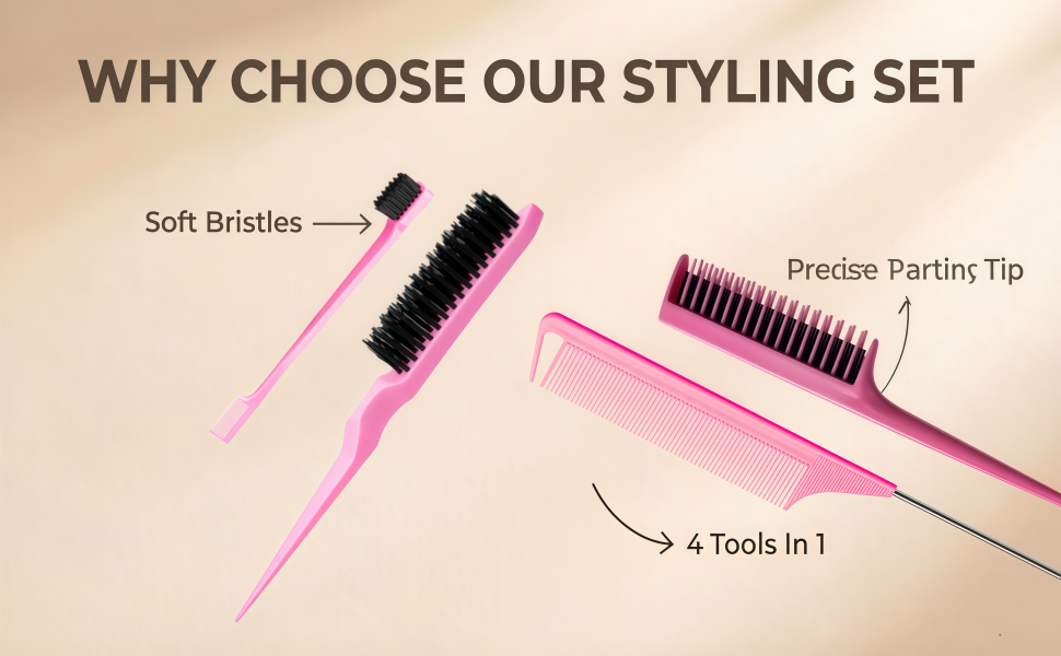 4-PIECE HAIR BRUSH SET