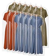 Perber 60" Dress Bags for Gowns, 12 Packs All Clear Garment Bags for Hanging Clothes, Plastic Wat...