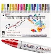 Paint Pens Paint Markers Never Fade Quick Dry and Permanent,18 Color Oil-Based Waterproof Paint M...