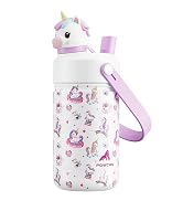 Kids Water Bottle for School: 2-in-1 Straw Spout Lid with Soft Animal Head, Leakproof