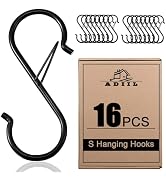ADIIL 16 Pcs S Hooks for Hanging with Safety Buckle, Heavy Duty Metal S Shaped Closet Hooks for H...