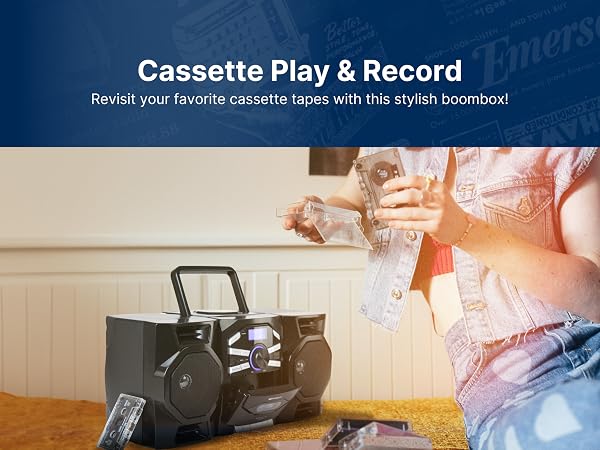 Built-in Cassette Player and Tape Recorder allows you to playback, listen, record to cassette tapes