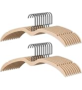 StorageWorks Wooden Hangers 18 Pack, Wood Coat Hanger with No Bump Shoulder, Short Neck Space Sav...