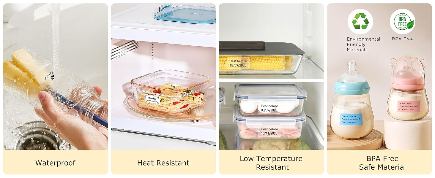 Durable label: Waterproof, heat and cold resistant, BPA free and safe