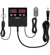 KETOTEK Digital Temperature and Humidity Controller Outlet, Reptile Thermostat Plug Dual Stage Pr...