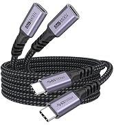 USB C Extension Cable 6ft 2 Pack, 10Gbps Data Transfer/4K@60Hz Video/100W Charging Full Function ...
