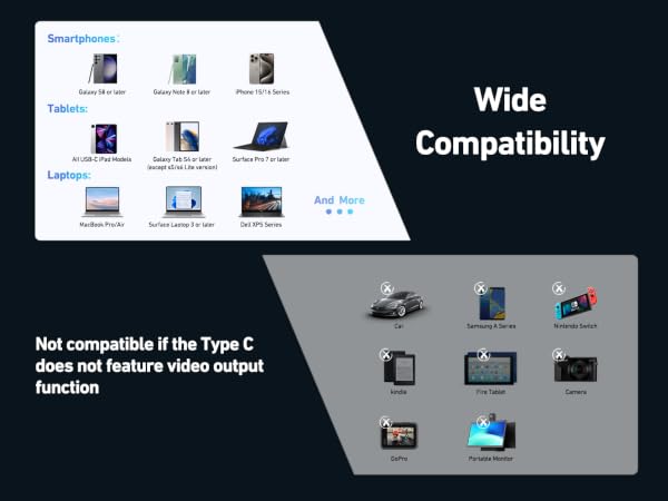 wide compatibility the wide version of the type c is not feature video output