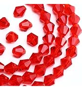 Dowarm 250PCS 6MM Crystal Bicone Beads, Red/Siam Faceted Glass Beads for Jewelry Making, Craft, B...