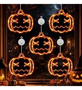 LOLStar Halloween Decorations, 5 Pack Halloween Pumpkin Window Lights | Battery Operated LED Hall...