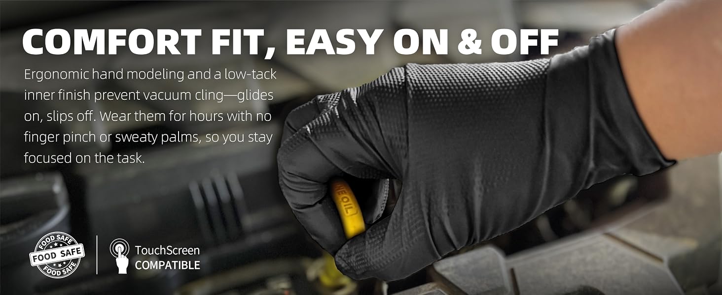 Beastek nitrile glove comfort fit food safe cooking touch screen compatible