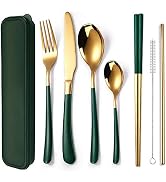 AARAINBOW 7 Pieces Stainless Steel Flatware Set Portable Reusable Cutlery Set Travel Utensils Set...