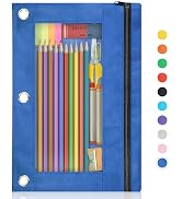 Shemira Pencil Pouch for 3 Ring Binder, Binder Pencil Pouch with Smooth Zipper, Clear Window Penc...