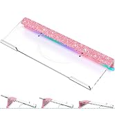 Kucle Ergonomic Computer Keyboard Stand - Adjustable Keyboard Riser Tilt Clear and Glitter Pink A...