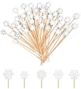Haundry 125 Pcs 5in Christmas Snowflake Cocktail Picks, 5 Kind of Bamboo Cocktail Toothpicks Frui...