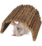 kathson Wooden Hamster Bridge,Guinea Pig Wood Ladder Bendable Tunnel Hideout Hut Small Animal Cli...