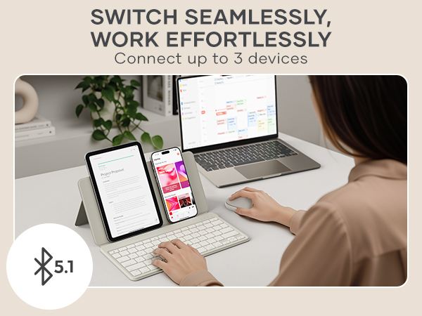 Satechi Compact OntheGo Bluetooth Mouse with USB C Rechargeable Battery, Connect up 3 Devices