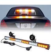 Xprite 27" White Amber LED Emergency Traffic Advisor Strobe Warning Light Bar w/21 Flashing Patte...
