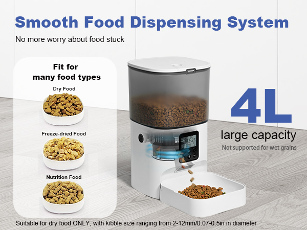 automatic cat feeder with smooth food dispensing system